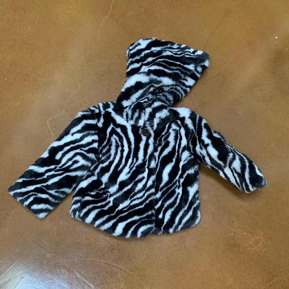 Zebra Faux Fur Coat